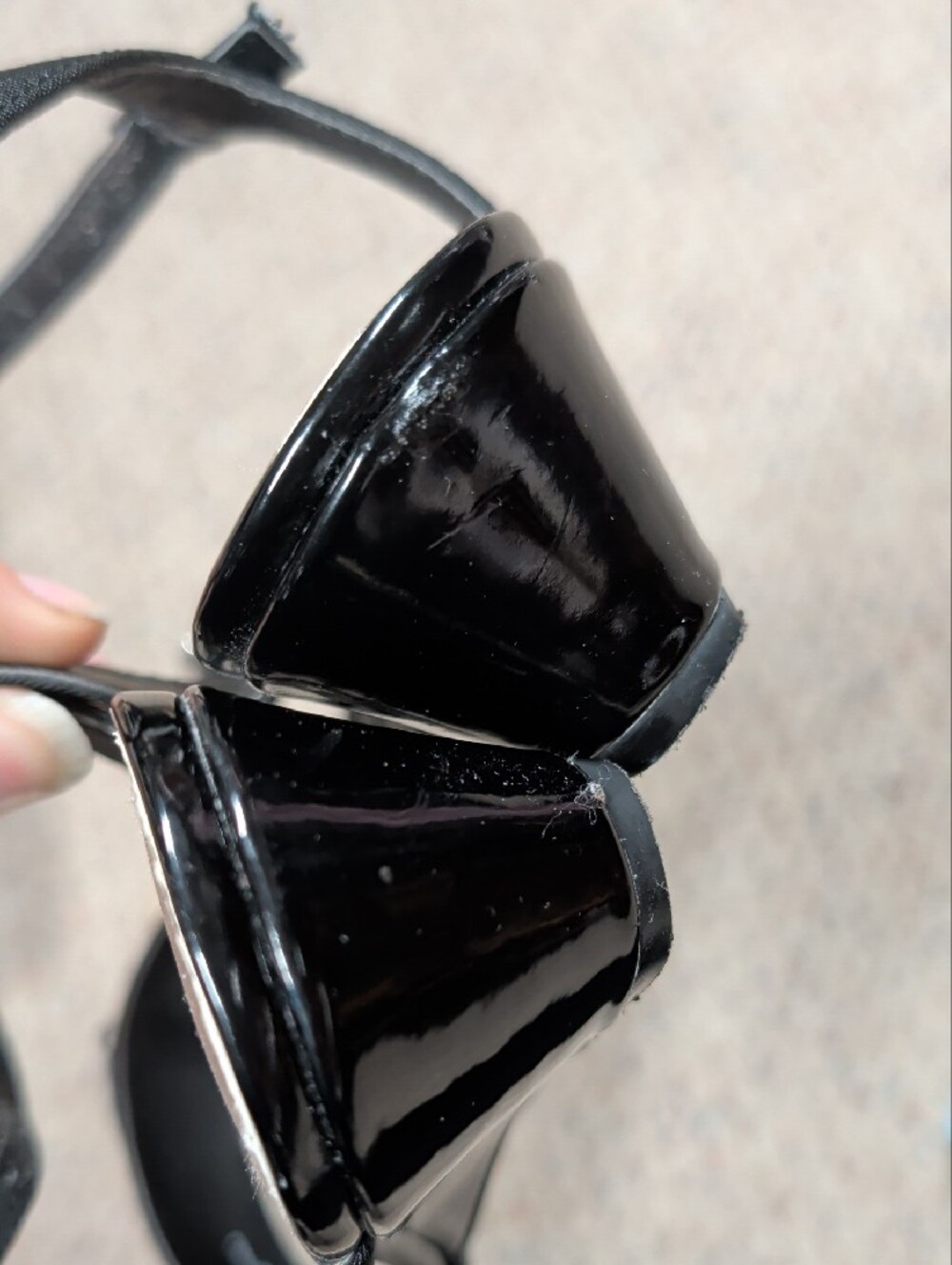 Impo Black Wedge Strappy Heels with Silver Buckle - Picture 4 of 7